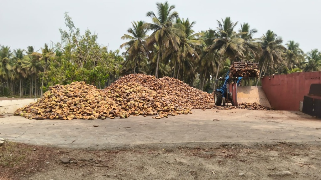 Coconut husk raw materials storage